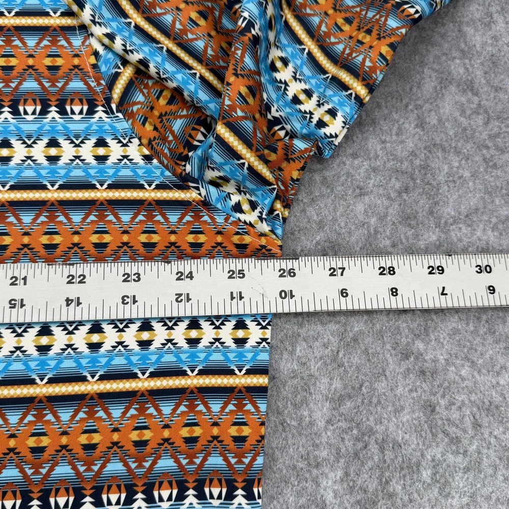 Rafter C Mens XL Southwestern Geometric Quarter Zip Pullover Blue Orange Tribal - Picture 9 of 11